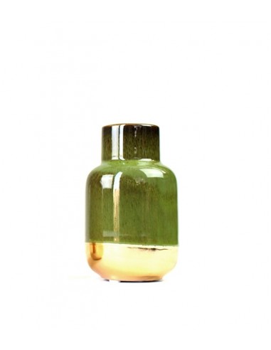 Vaso in ceramica M bicolor verde e oro