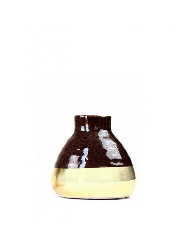 Vaso in ceramica S bicolor marrone e oro