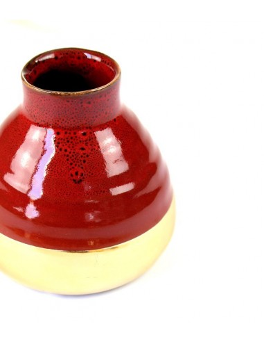 Vaso in ceramica S bicolor rosso e oro