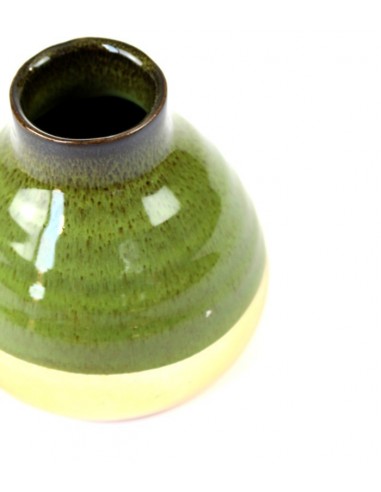 Vaso in ceramica S bicolor verde e oro