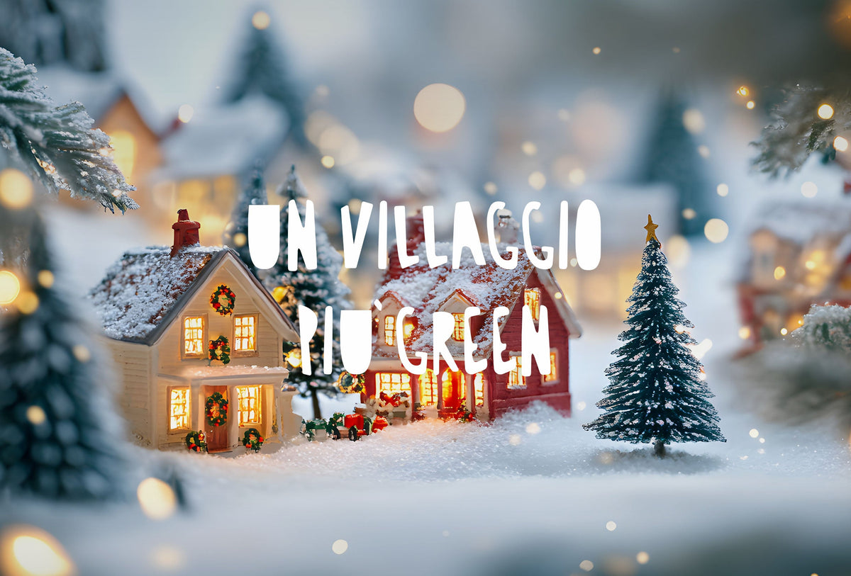 villaggio natalizio innevato
