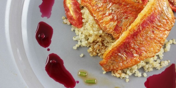 Triglia, Quinoa, Rapa rossa e Datterini arrostiti